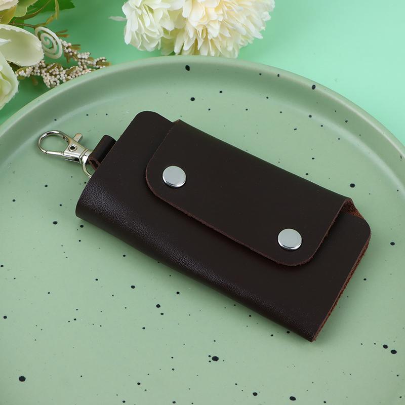 

1 шт. портативные держатели для ключей из искусственной кожи, автомобильный держатель для ключей, сумка, чехол-кошелек унисекс, простая однотонная сумка для хранения коричневый