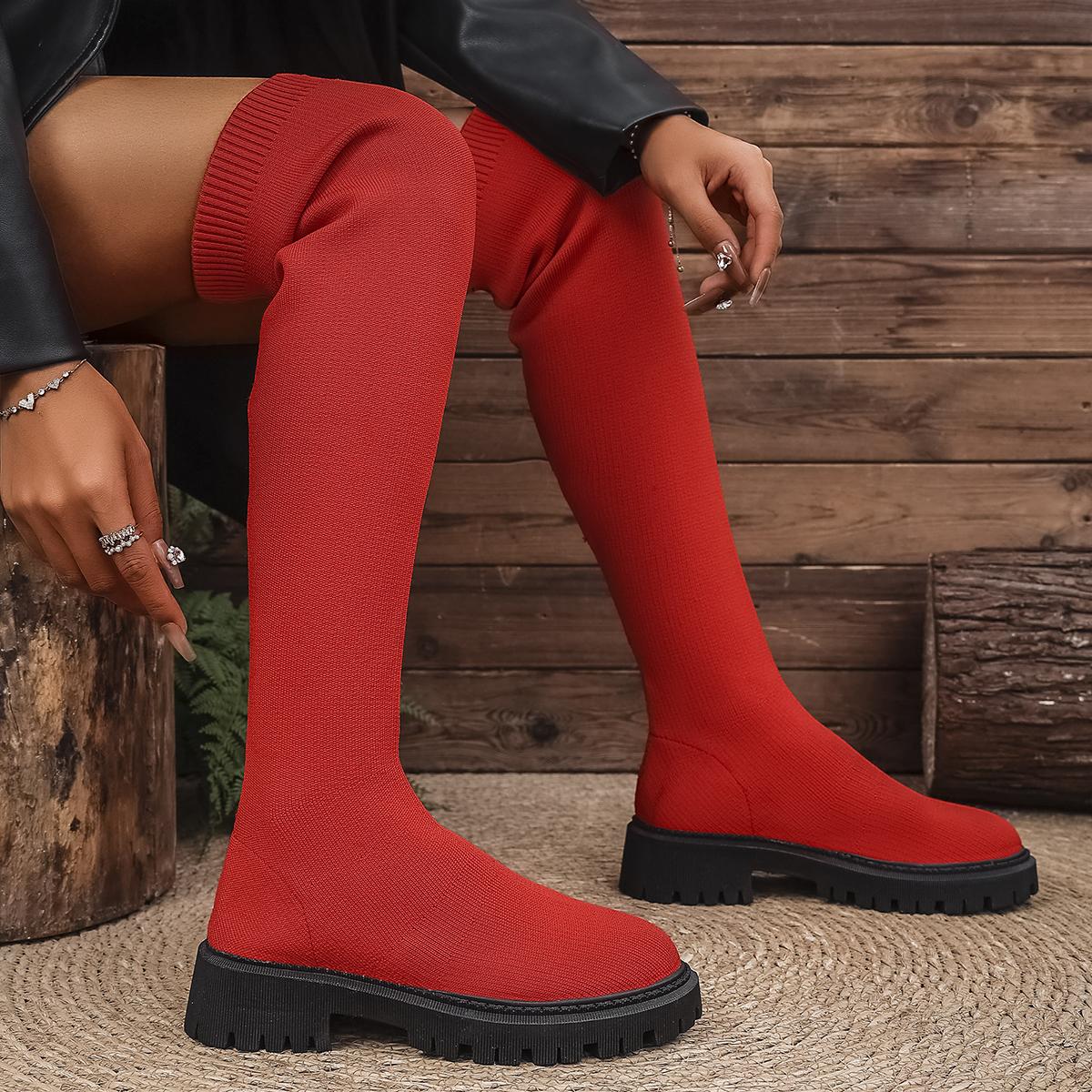 

Women Trendy Fashionable Knee-high Sock Boots 2025 New Large Size Shoes Women Comfortable Platform Ankle Boots Zapatos De Mujer 35