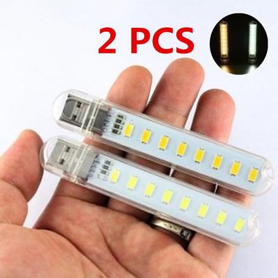 2PCS 8 світлодіодних міні-портативних USB-лампи постійного струму 5 В USB-освітлення для кемпінгу для портативного комп’ютера, мобільного пристрою живлення