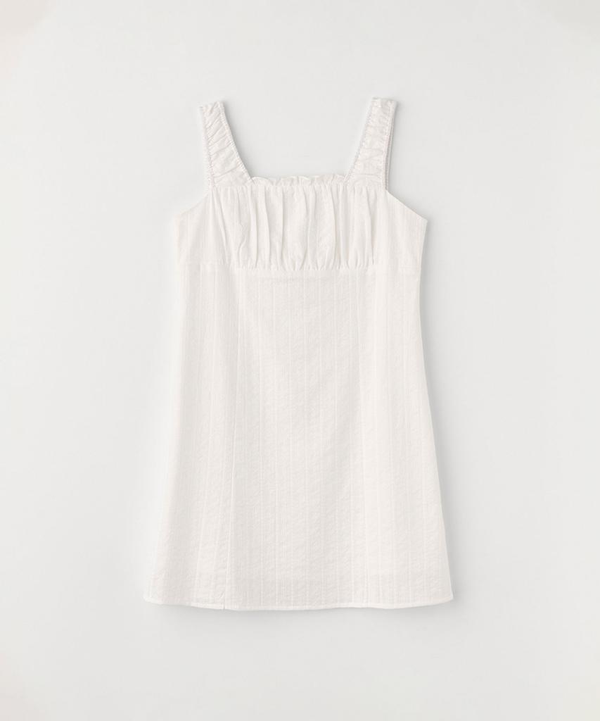 Selliteiljeu Shirring Cotton Sleeveless Mini Dress_Ivory