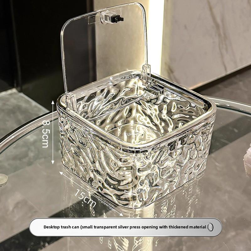 

Desktop trash can with lid mini storage paper basket living room accessible luxury small garbage basket