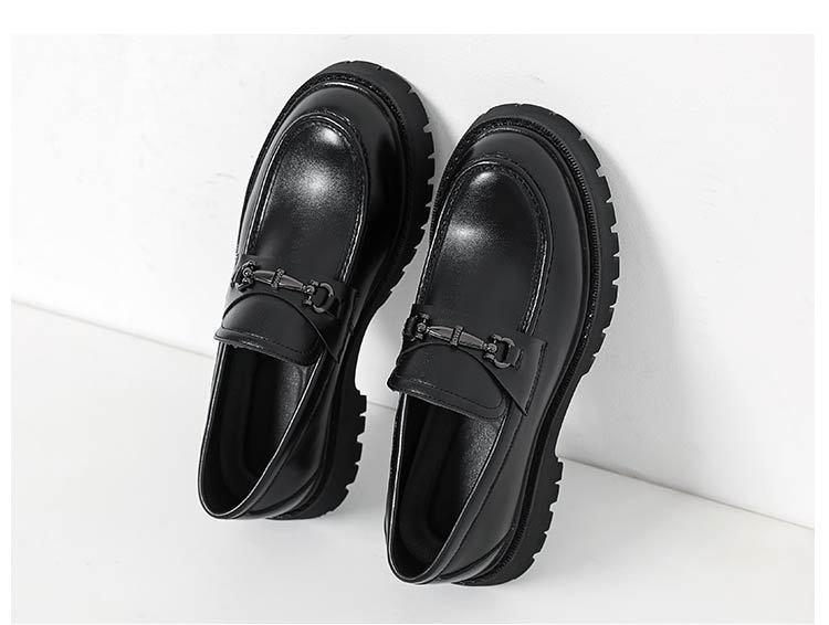 Men's Cross-Border Thick-Soled Leather Loafers - Big Toe Slip-On, Plus Size, Fashion Platform Shoes