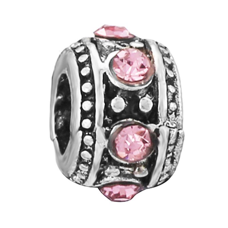 New Silver Plated Pink Diamond Butterfly Alloy Large Hole Charm Beads For DIY Bracelet Necklace Jewelry Accessories Gift