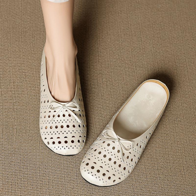 Fashion 2025 New Summer Slippers Cover Toe Fashion Hollow Out Sandals Women Shoes Flat with Ladies Shoes Mesh Mules Ladies Shoes