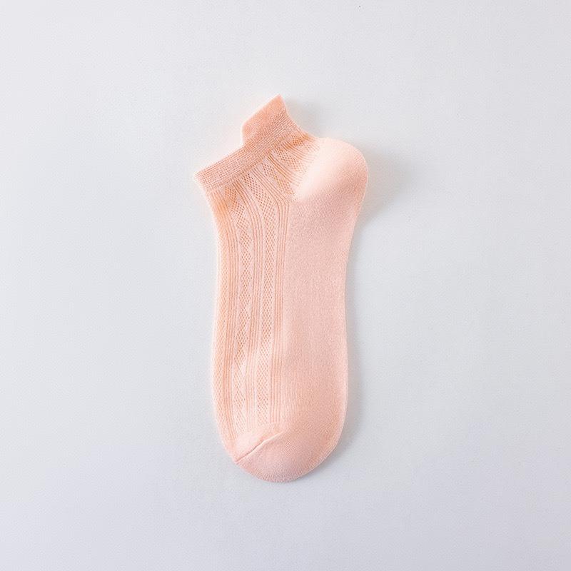 Women's Short Socks, Summer Thin Mesh Breathable Tiel Short Socks, Medium Short Leg, Spring and Autumn Short Shallow Mouth Boat Socks