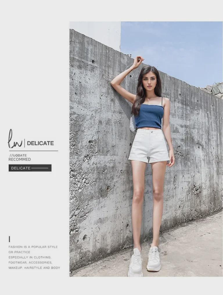 2021 Summer High-Waist White Denim A-Line Shorts for Women – Loose, Slimming Fit