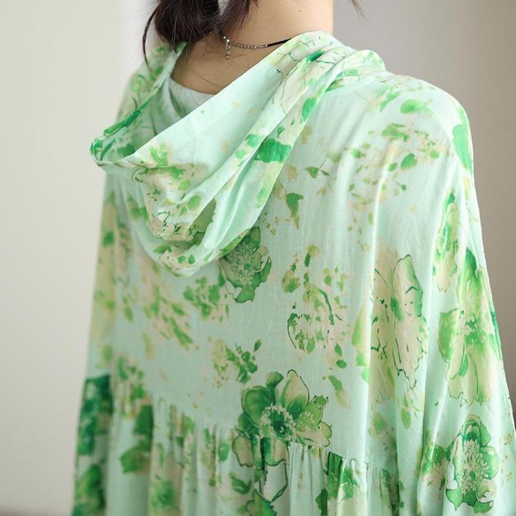 Women Plus Size Floral Print Maxi Dress Casual Loose Long Sleeve O Neck Oversize Long Hat Dress 8109