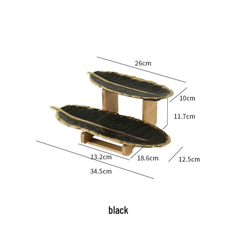 Feather Double-Layer Ceramic Fruit Plate