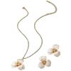 2Pcs/Set Women Jewelry Set Enamel Flower Charm Adjustable Length Necklace Faux Pearl Drop