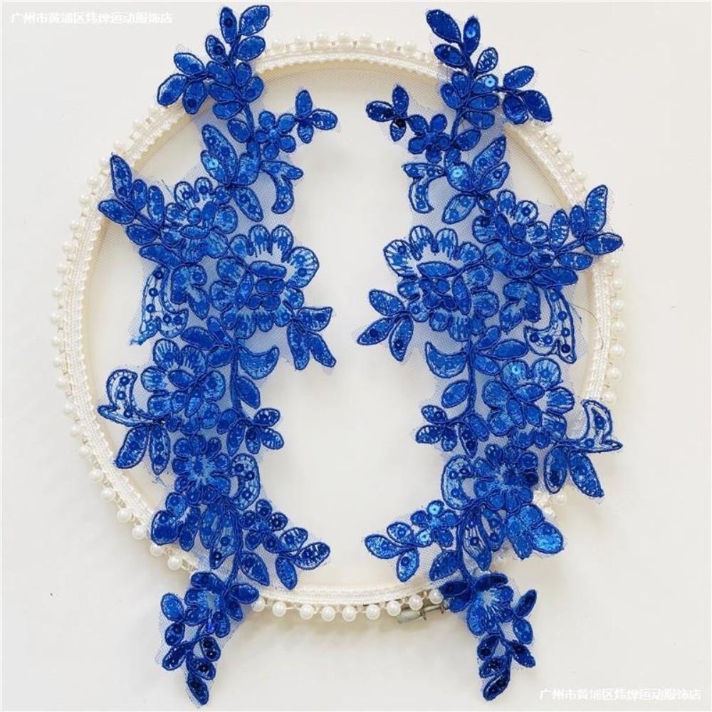 1Pair Polyester Fiber Embroidery Flower Patches DIY Handmade Floral Patches Floral Applique Lace Patch Clothing Accessories