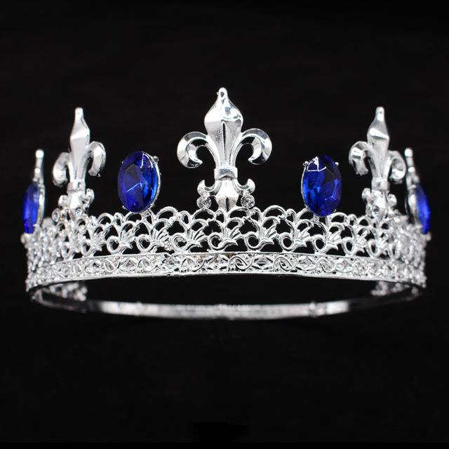 Baroque Vintage Royal King Crowns For Men Full Round Sliver Big Gold Tiaras And Crowns Prom Party Costume Hair Accessories Men