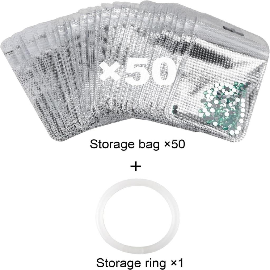 50PCS Diamond Bead Storage Bag Sewing Storage Tool Reusable Sealed Bag With 1 Ring