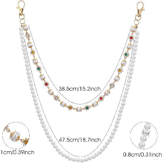 Layered Wallet Pants Chain for Men & Women, Exquisite Rhinestone Flower & Pearl Pocket Chain, Punk Fashion Streetwear Jeans Accessory, Trendy