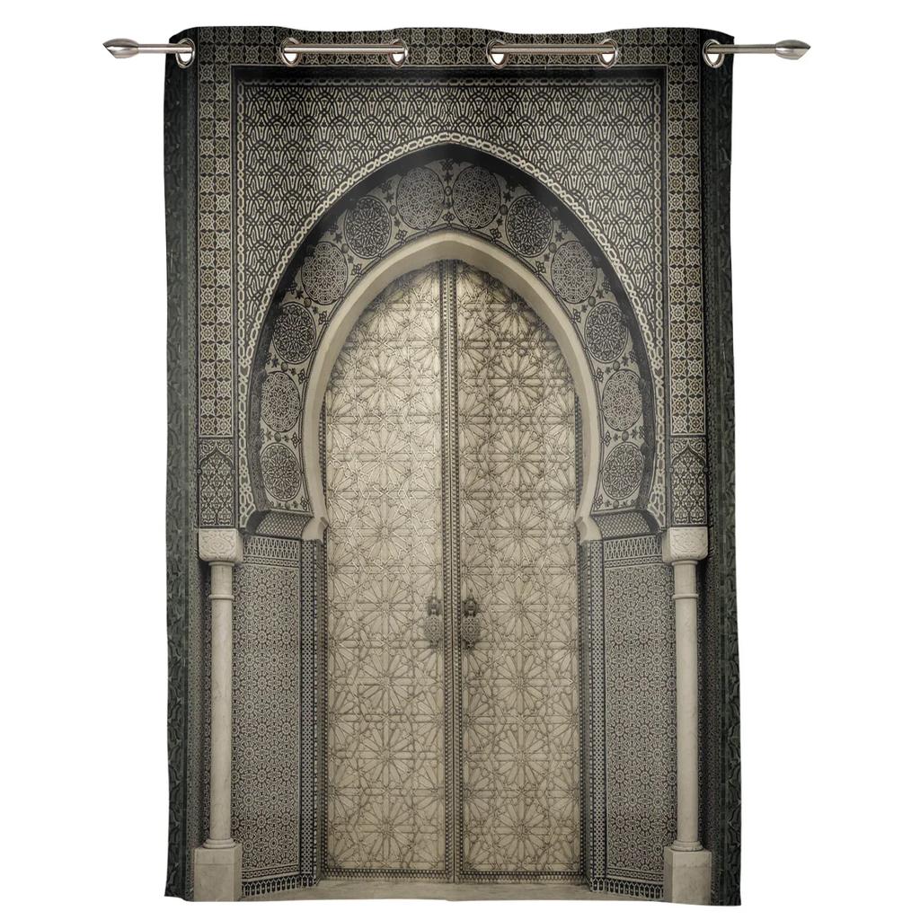 Modern Moroccan Medieval Vintage Door Curtains Bedroom Living Room Drapes Kitchen Children Window Curtain Home Decor Polyester Ideal For Sitting