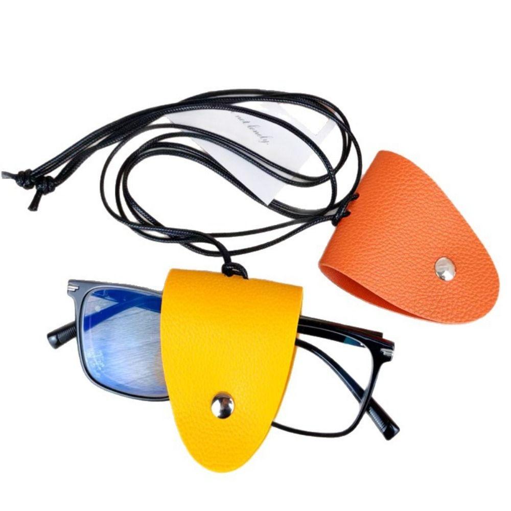 Storage Hanging Rope Eyeglasses Storage Bag Pendant Leather Hanging Neck Pouch  for Unisex