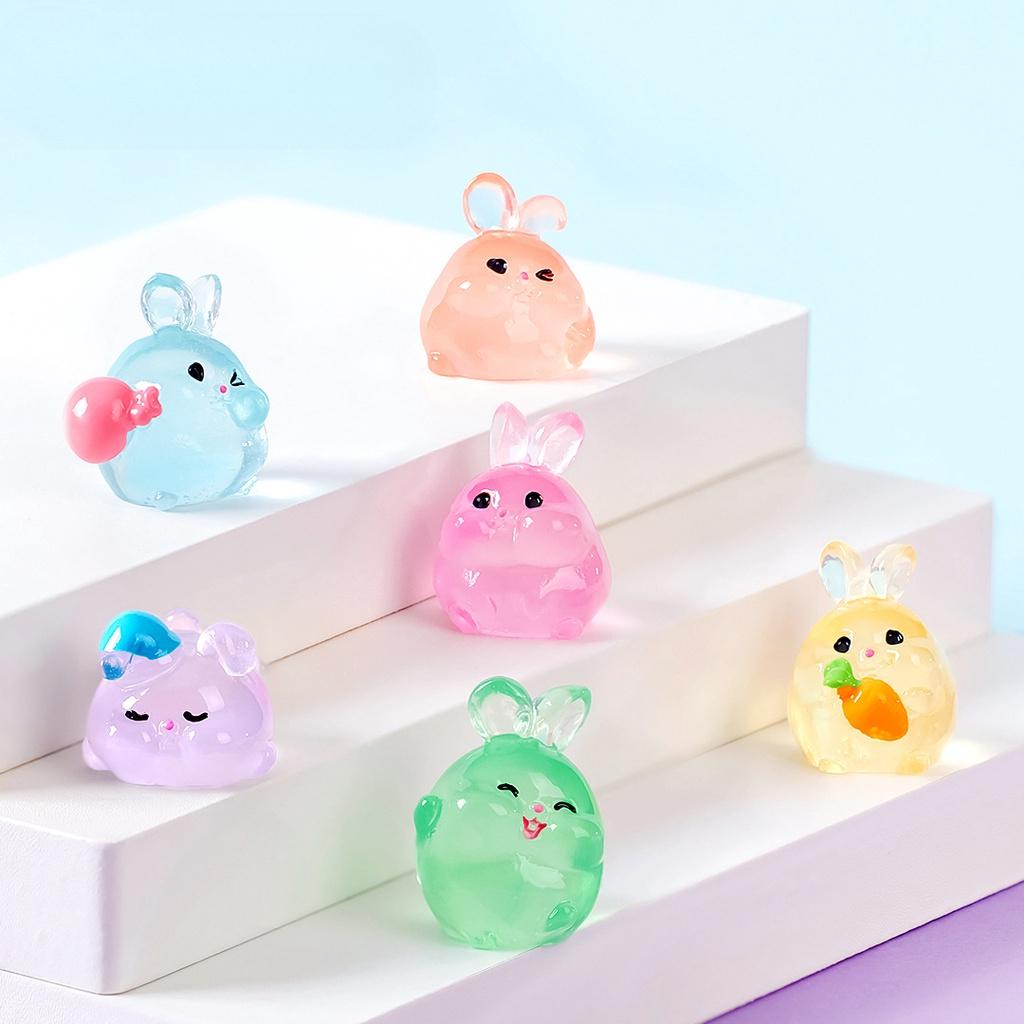 10 шт./лот мультяшные светящиеся кролики животные мини фигурки светящиеся в темноте — фото 3