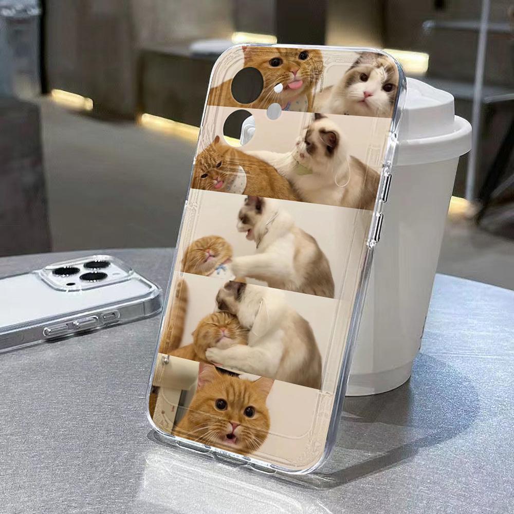 

Cute Cat Clear Case For Samsung A54 5G A55 A53 A52S 5G A33 A13 A34 A35 S24 Ultra S23 S22 S21 S20 FE S10 Plus Soft Silicone Cover S24