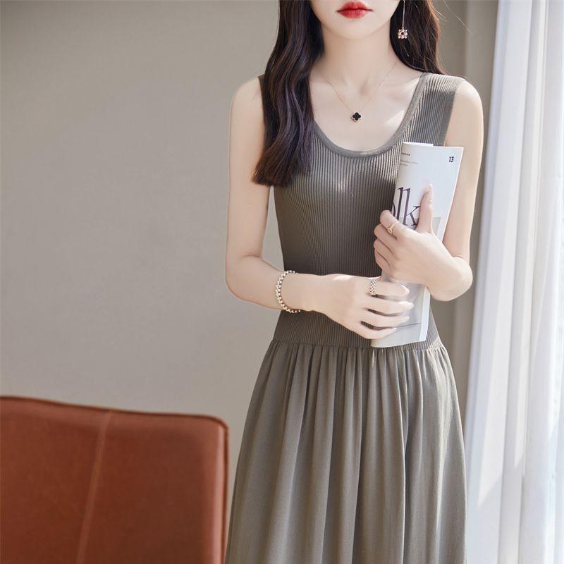 

Women s Casual Cream U Neck Sleeveless Ribbed Knit Dress OneSize світло-зелений колір