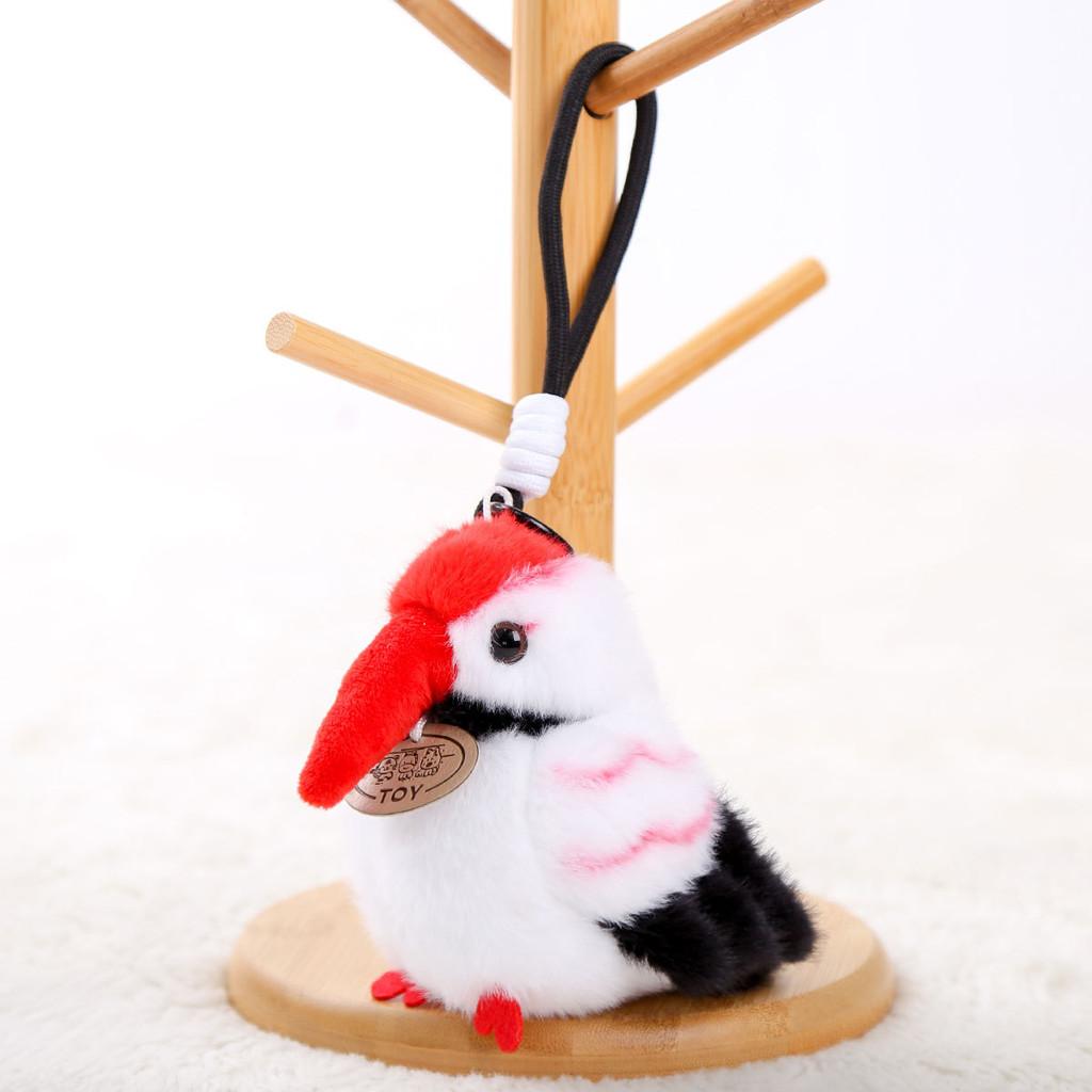 Red Crowned Crane Plush Parrot Keychain With Pp Cotton Filling For Girls And Collectors