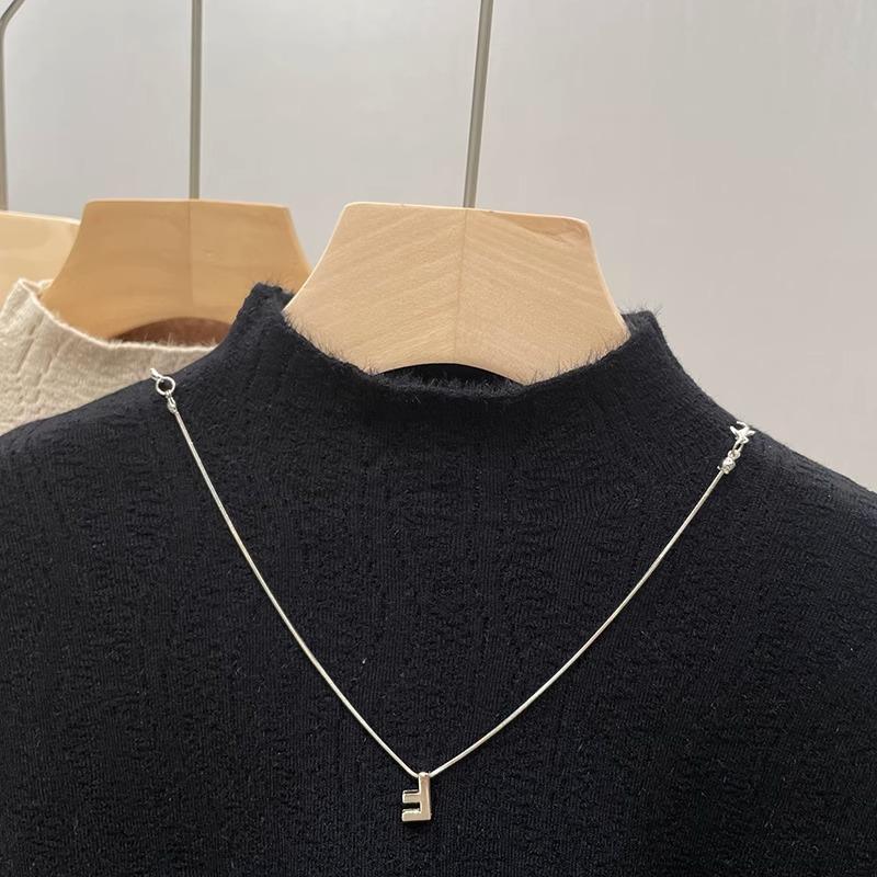 Half High Neck Plush Warm Pullover Sweater for Women Autumn and Winter Long Sleeve Fleece Base Sweater Woman Elegant Solid Slim Casual Jumpers 25217