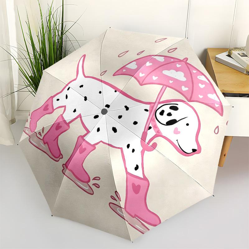 1pc Rainy Day Dalmatian Automatic Open/close Folding Umbrella, Compact Portable Travel Umbrella, Cute Umbrella, Durable Construction yy260328037