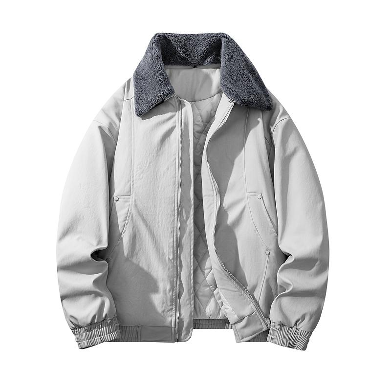 Men's High-Quality Insulated Fleece Jacket with Sheepskin Fur Trim, Autumn/Winter Casual Stylish Motorcycle Outerwear