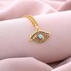 Collier en cuivre et Zircon incrusté pour femmes, émail turc, porte-bonheur, mauvais yeux, breloque féminine, chaîne en acier inoxydable, bijoux