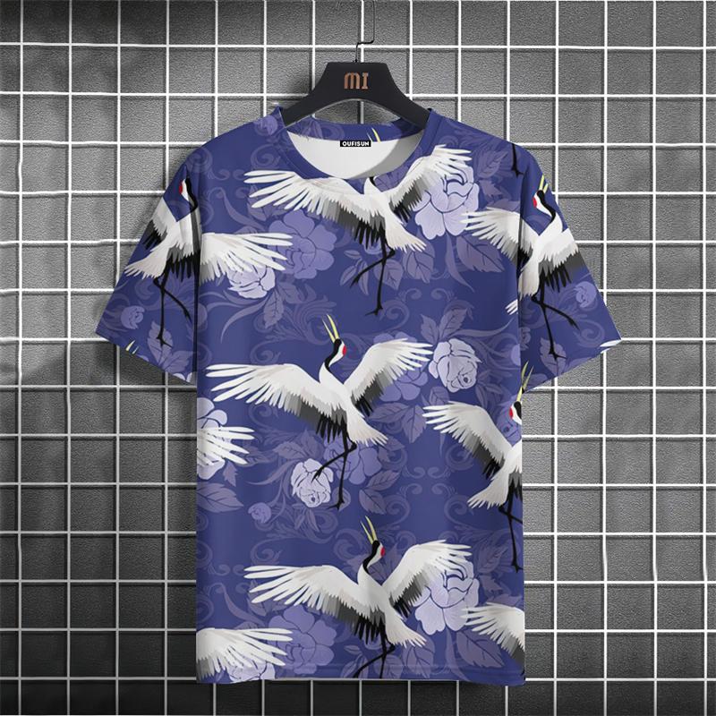 Modisches Ukiyo-e-Muster Herren-T-Shirt Sommermode Kurzarm 3D-bedrucktes T-Shirt