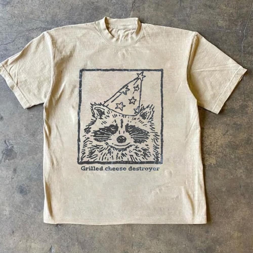 

#034;Grilled Cheese Destroyer#034; vintage raccoon Unisex Short Sleeve Shirt S5XL Unisex T-Shirt XXL