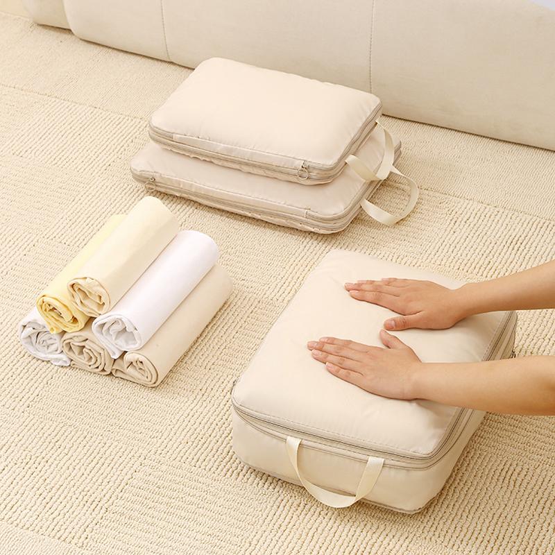 4Pcs Compressive Travel Storage Bags Thick Zipper Storage Bags Travel Accessories Travel Organizer Bags