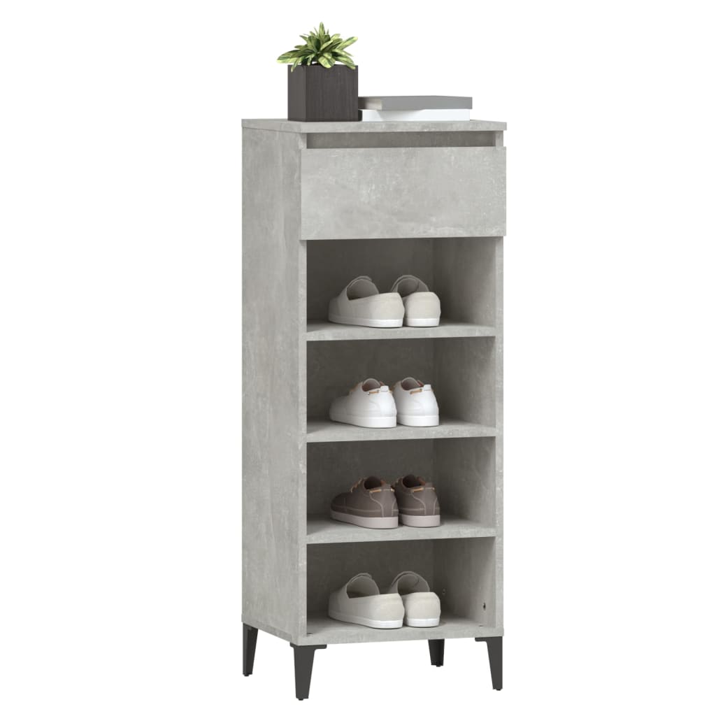 Shoe Rack Concrete Grey 40 X 36 X 105 Cm Engineered Wood