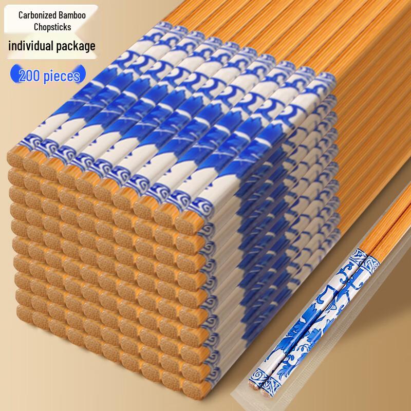 

Xingfang Blue and White Porcelain Disposable Bamboo Chopsticks, 100 Pairs