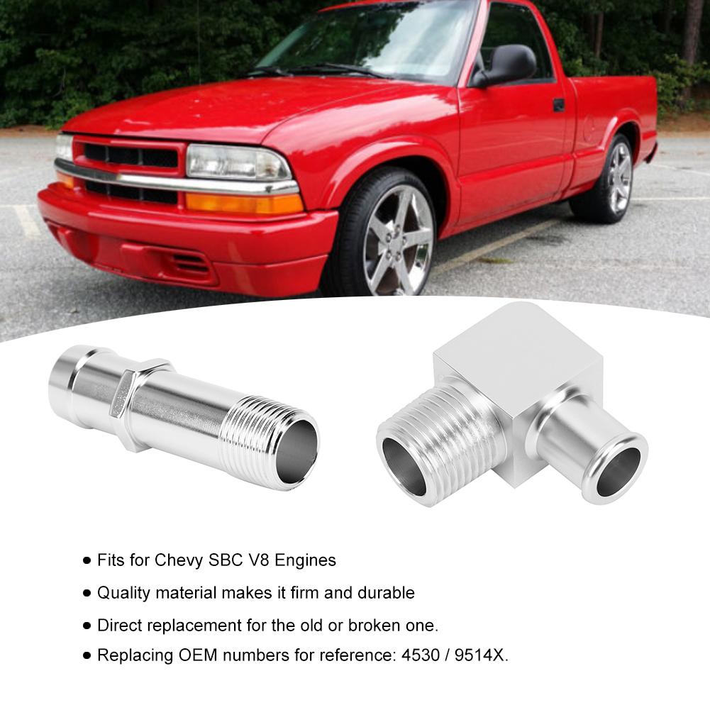 Heizungsschlauchanschluss 34in Wasserpumpe 58in 90 Grad 9514X Ersatz Passend für Chevy SBC V8