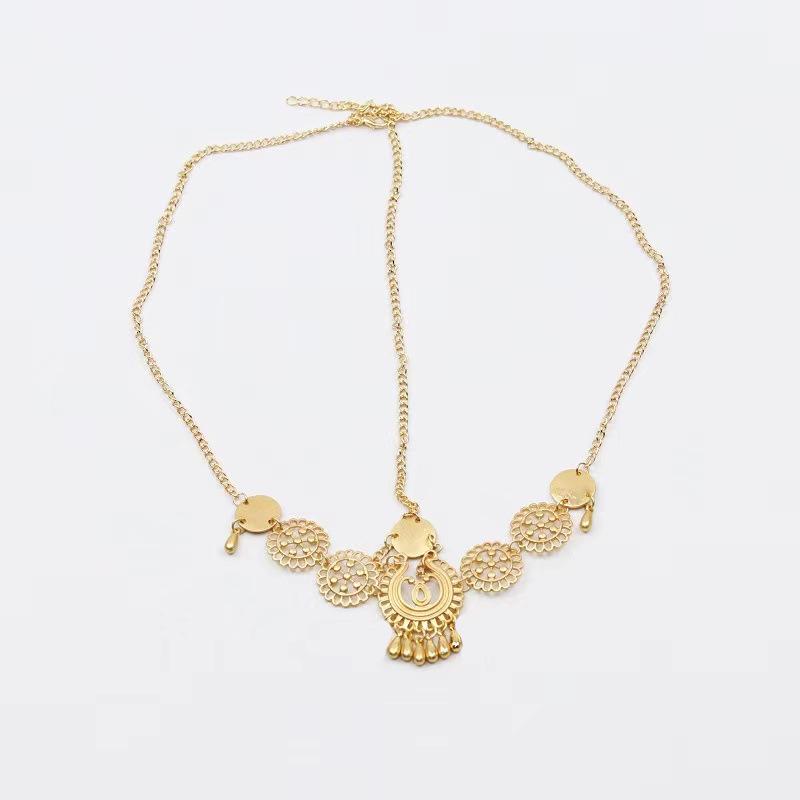 

Богемская цепочка на лоб: Ретро-аксессуар для волос, головной убор в старинном стиле для фей, эльфов, экзотических свадеб. золотой