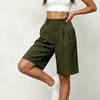 Women Casual Loose Fit Wide Leg Bermuda Shorts with Pockets Mid Length Street Style Five Point Pants Comfortable Everyday Wear