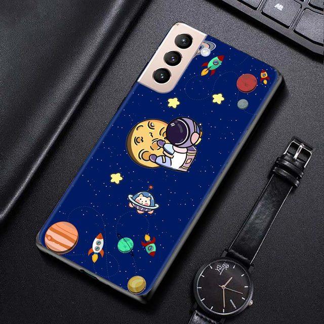Phone Case For Samsung Galaxy S21 S20 Ultra S10 Plus Lite S21 S20 Fe 5g S10e S9 S8 S7 Edge Shell Fundas Cute Cartoon Astronaut