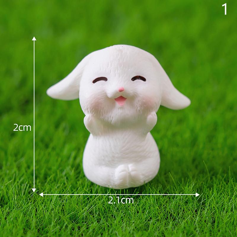 Mini Cartoon Rabbit Carrot Micro Landscape Figurines Desktop Decoration Gardening Animal Resin Home Accessories Easter Ornament