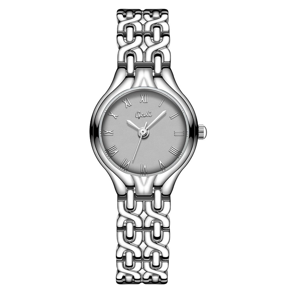 Niche Licht Luxe Zilveren Armbandhorloge Dames Romeins Digitaal Kwarts Horloge, Eenvoudig En High-End Veelzijdig Horloge voor Pendelaars