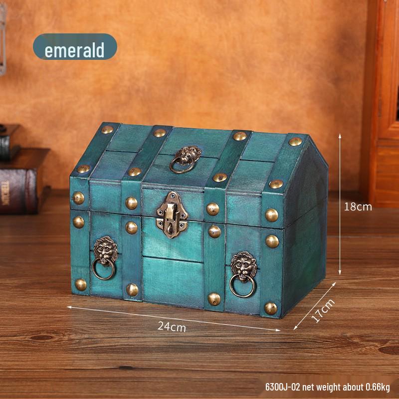 Vintage Wooden Jewelry Storage Box with Lock - Ideal for Earrings, Necklaces, Gifts, and Photography Props.