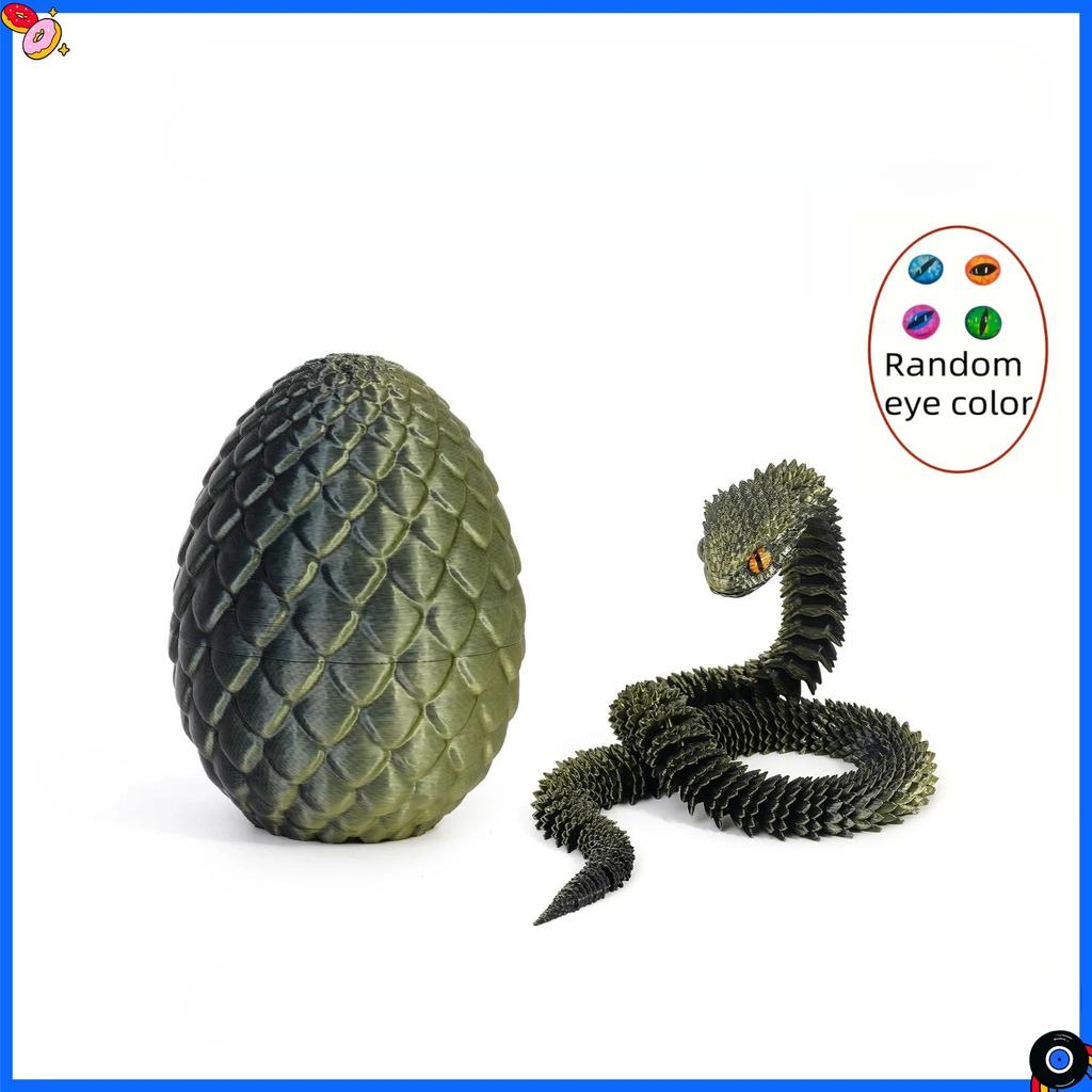 Ovo de Cobra Impresso em 3D com Dobradiça Interna Flexível Brinquedo Animal, Ovo Surpresa com Articulação Móvel Decoração de Mesa para Casa