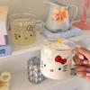 Bow Glass Cute Water Cup Cartoon Bow Glass Cup Striped Cute Doodle Coffee Mug Household Fruit Tea Lemonade Girls Gift