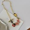 Metal Chain Insect Pendant Necklace Butterfly Rhinestone Choker Bohemian Collarbone Chain  Gift