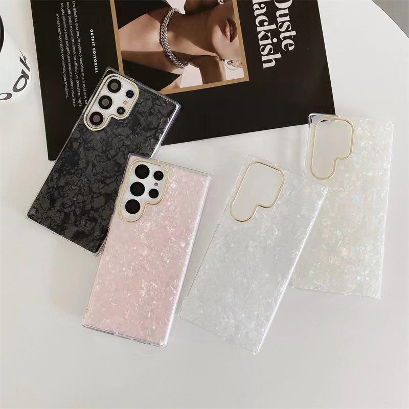 Applicable to Samsung S25ULTRA shell pattern electroplated lens ring mobile phone case S23IMD double layer coating A563