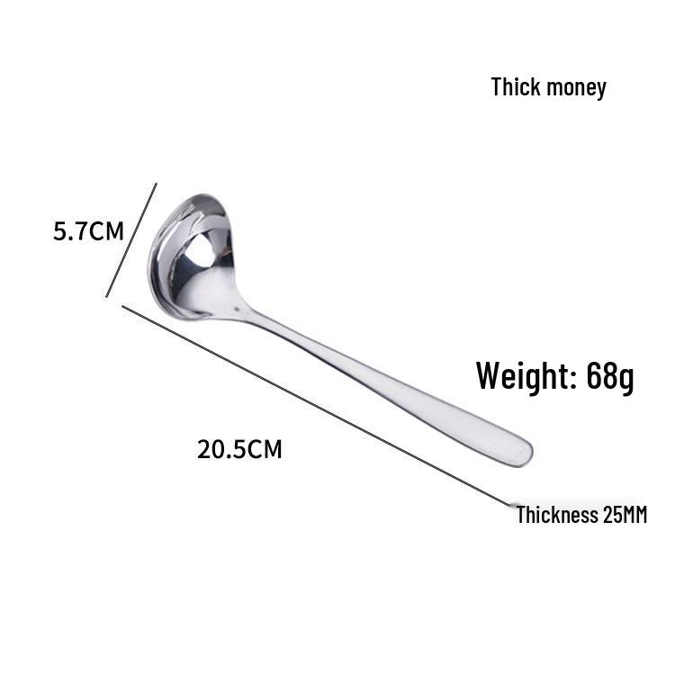 304 Stainless Steel Thickened Ladle - Large Deep Head for Soup, Hot Pot, or Porridge, with Slotted Design for Easy Straining in Household Use