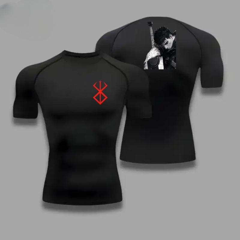 Men Compression Shirt for Workout Quick Dry Guts Print Top Breathable, Sweat Absorbing Tight Fit Fitness T-Shirt SweatResistant