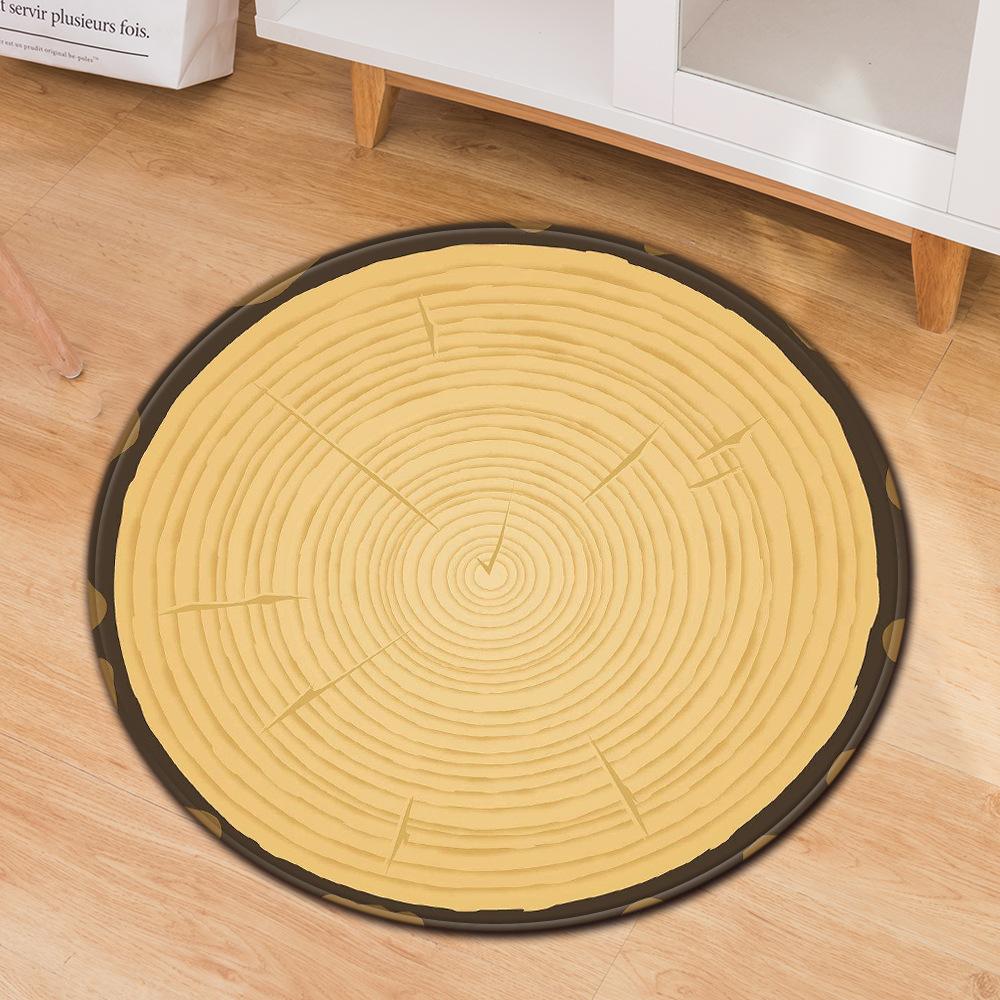 Wood Grain Round Carpet Computer Chair Mat Office Chair Floor Mat Door Mat Foot Mat