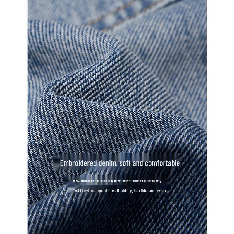 INMAN Women's Embroidered Wide-Leg Denim Shorts