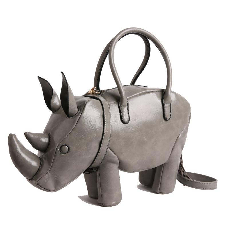 2026 New Creative Rhinoceros Shape PU Shoulder Bag for Women Minority Design Cute Tassel Decoration Commuter Versatile Handbag