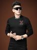 European Style 2025 Autumn New Half-Turtleneck Base Shirt Men's Long-Sleeve T-Shirt Trendy Brand Rhinestone Casual Top Men's Clothing