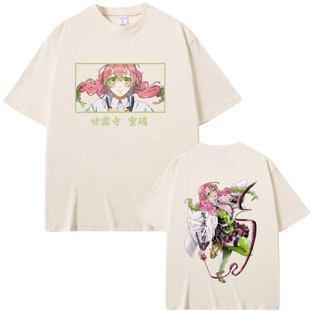 Anime Demon Slayer Kanroji Mitsuri Graphic Print T-Shirt Kimetsu No Yaiba T Shirt Summer Men Women Casual Soft Cotton Tshirt Top